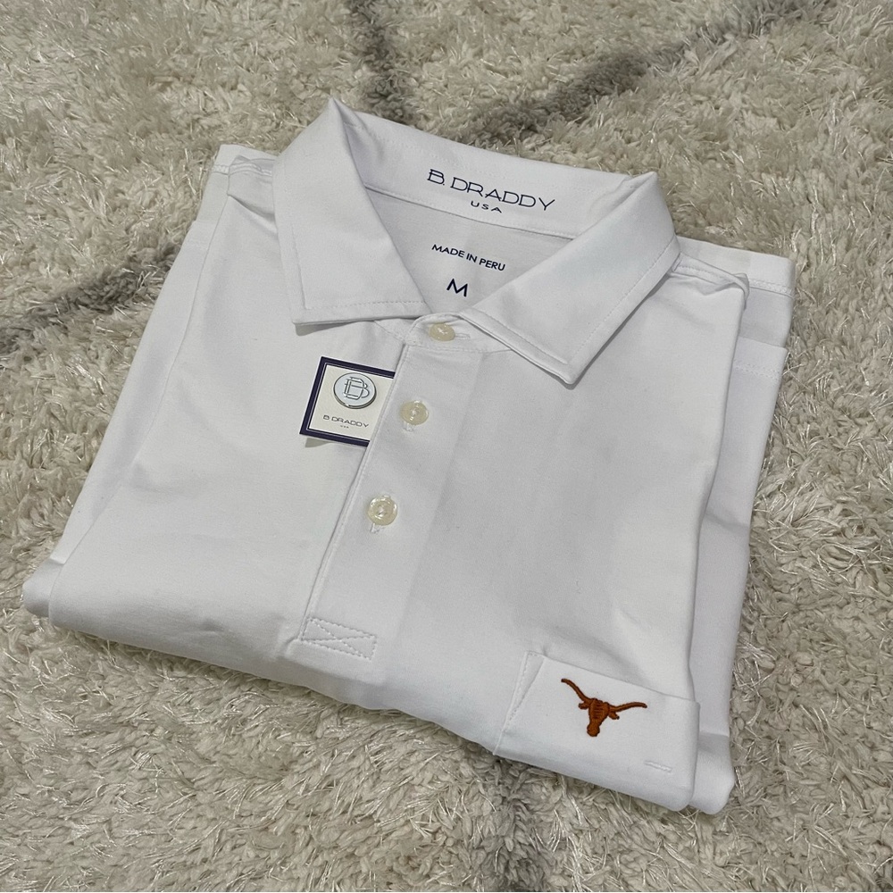 Brand new B Draddy Texas Longhorn polo in white size medium